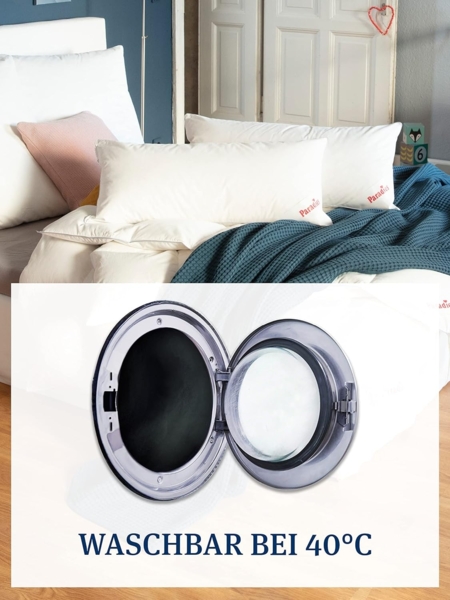 Paradies 3-Kammer-Kopfkissen Abbie Bio, Füllung: Außenkammer: 90% Daunen, 10% Federn Innenkammer: 85% Federn, 15% Daunen, Bezug: 100% Bio-Baumwolle, Seitenschläfer, Rückenschläfer, Bauchschläfer, Drei Kammer Kissen in 40x80, 80x80, mittlere Stützkraft ... Bild 7