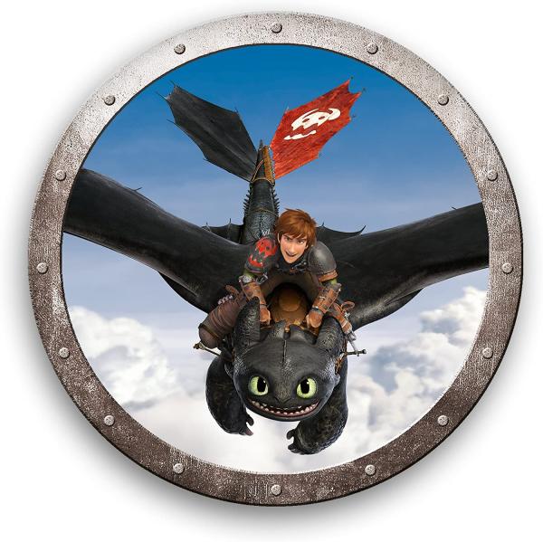 Dragons Dekokissen Drachenflug Kinder Deko-Kissen Rund 36 cm DreamWorks Dragons