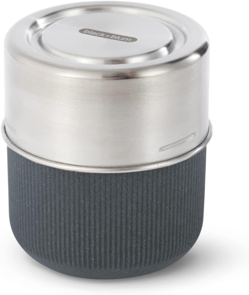 black+blum Lunchbox, Borosilikatglas, Edelstahl, (3-tlg), spülmaschinengeeignet, mit Edelstahldeckel und Silikonschutzaufleger