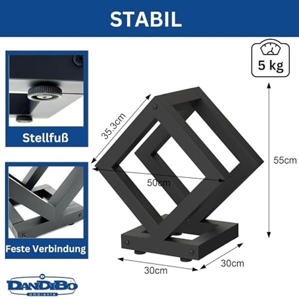 DanDiBo Kaminholzregal Innen Metall Schwarz Würfel Quadratisch 96606 Brennholzregal Holzaufbewahrung Kaminholzständer Feuerholzregal Bild 2