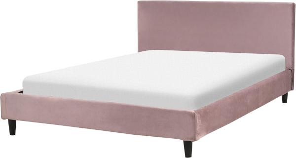 Bett mit Lattenrost FITOU 140 x 200 cm Samtstoff Rosa