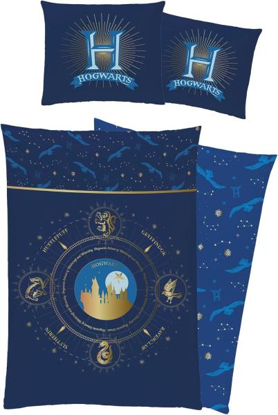 BERONAGE Kinderbettwäsche Harry Potter Sternenbild Bettwäsche Linon / Renforcé, 100% Baumwolle, 2 teilig, 135x200 + 80x80 cm