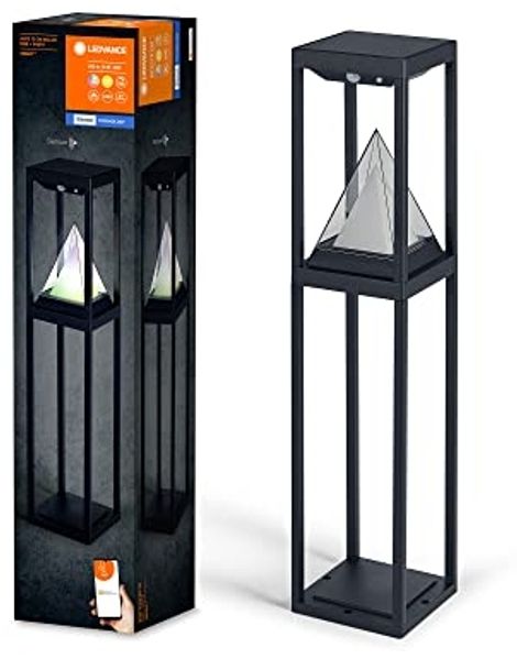 LEDVANCE SMART+ Outdoor Bluetooth Solar-Wegeleuchte, mit warmweißem (3000K) und Farblicht, ohne Strom nutzbar, bis 2,5 Stunden Brenndauer bei 100% Licht, wiederaufladbar mit USB-C Kabel, IP44, schwarz