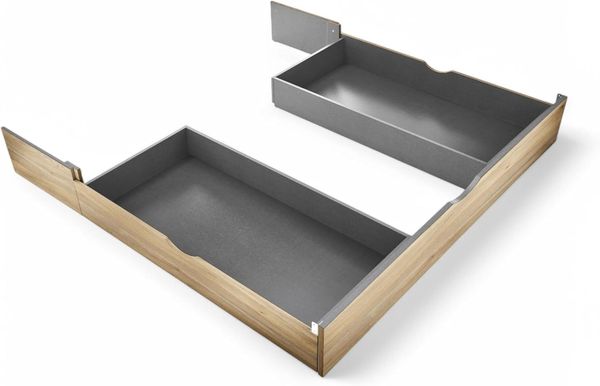 Stella Trading 2X Bettkästen passend zum Bett ASCHAU - ideal für zusätzlichen Stauraum - Bettschubkästen in Mauvella Eiche Optik, Graphit - 184 x 25 x 181 cm (B/H/T)