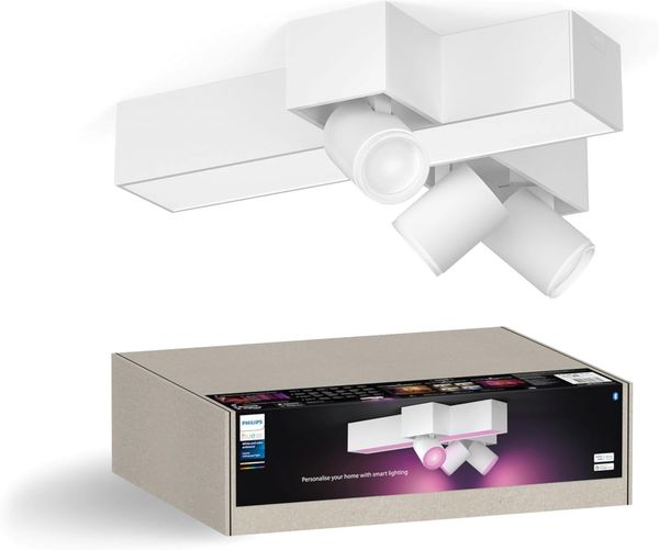 Philips Hue White & Color Ambiance Centris 3-er Kreuz Spotleuchte, dimmbar, 16 Mio. Farben, steuerbar via App, kompatibel mit Amazon Alexa, weiß, neue Generation