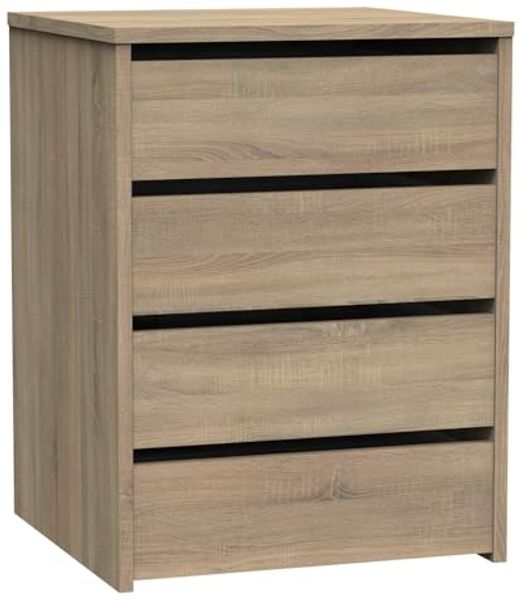 Muebles Pitarch | Kommode 4 Schubladen, Cambrian Eiche, 63,5 x 46 x 45 cm (Höhe x Breite x Tiefe), Kollektion Tibet