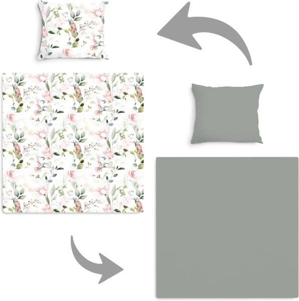 Amilian Babybettwäsche Kinderwagenset - 2tlg. Kinderbettwäsche - 80x80cm + 35x40cm, 100% Baumwolle, 2 teilig, Bettwäscheset für Kinderwagen, Wiege, Babybett - Baby Bettwäsche Bild 6