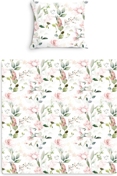 Amilian Babybettwäsche Kinderwagenset - 2tlg. Kinderbettwäsche - 80x80cm + 35x40cm, 100% Baumwolle, 2 teilig, Bettwäscheset für Kinderwagen, Wiege, Babybett - Baby Bettwäsche Bild 1