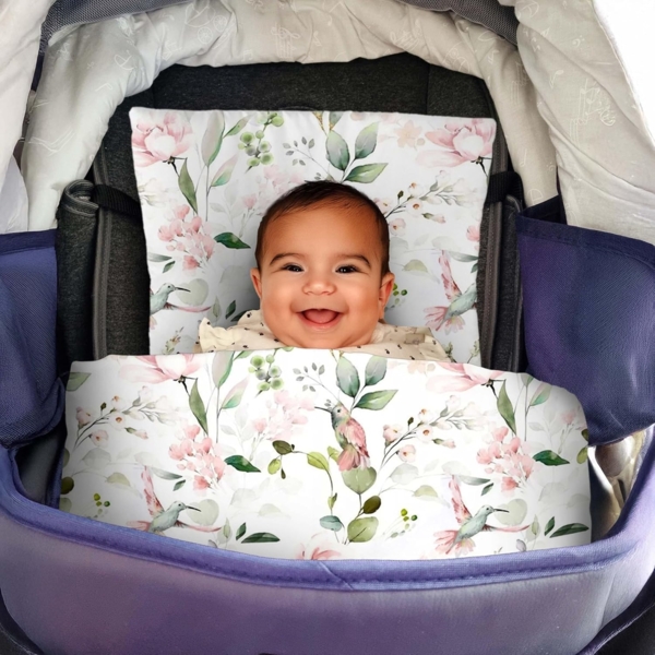 Amilian Babybettwäsche Kinderwagenset - 2tlg. Kinderbettwäsche - 80x80cm + 35x40cm, 100% Baumwolle, 2 teilig, Bettwäscheset für Kinderwagen, Wiege, Babybett - Baby Bettwäsche Bild 3