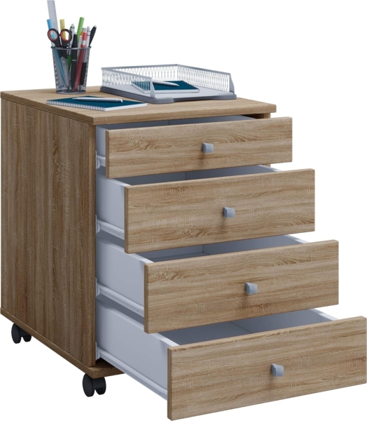 VCM Rollcontainer Lona 914421 Sonoma-Eiche (Sägerau) H. 57 x B. 42 x T. 50 cm