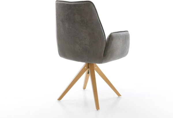 Esszimmerstuhl Zoa-Flex Mikrofaser Grau Antik Holzgestell kantig Natur Taschenfederkern Bild 7