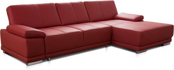 CAVADORE Ecksofa Corianne / Ledercouch inkl. Armteilverstellung und Longchair / 282 x 80 x 162 / Echtleder, rot Bild 4