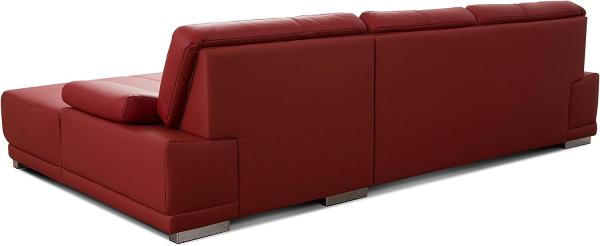 CAVADORE Ecksofa Corianne / Ledercouch inkl. Armteilverstellung und Longchair / 282 x 80 x 162 / Echtleder, rot Bild 6