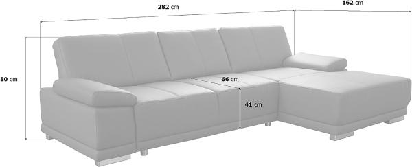 CAVADORE Ecksofa Corianne / Ledercouch inkl. Armteilverstellung und Longchair / 282 x 80 x 162 / Echtleder, rot Bild 3