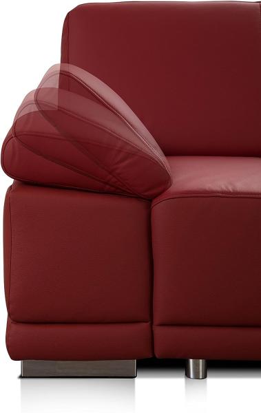 CAVADORE Ecksofa Corianne / Ledercouch inkl. Armteilverstellung und Longchair / 282 x 80 x 162 / Echtleder, rot Bild 5