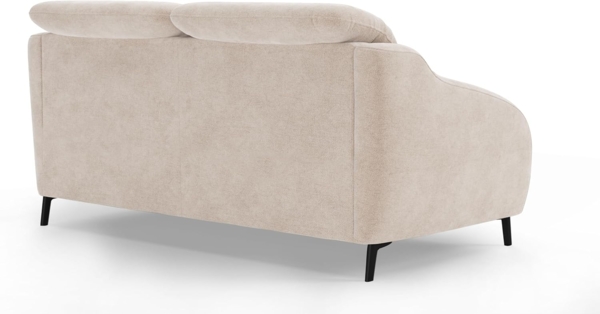 CAVADORE 3er-Sofa Blue / 3-Sitzer Couch im modernen Design inklusiv Kopfteilverstellung und mattschwarzen Metallfüßen / 192 x 93 x 104 / Mikrofaser, Beige Bild 5