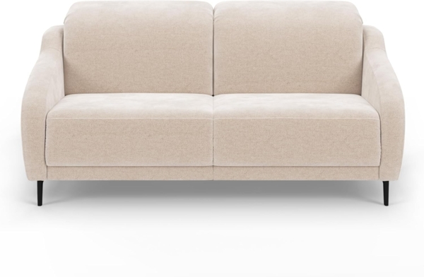 CAVADORE 3er-Sofa Blue / 3-Sitzer Couch im modernen Design inklusiv Kopfteilverstellung und mattschwarzen Metallfüßen / 192 x 93 x 104 / Mikrofaser, Beige Bild 7