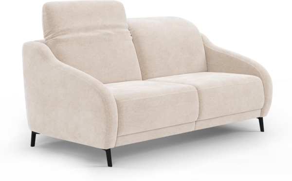 CAVADORE 3er-Sofa Blue / 3-Sitzer Couch im modernen Design inklusiv Kopfteilverstellung und mattschwarzen Metallfüßen / 192 x 93 x 104 / Mikrofaser, Beige Bild 4