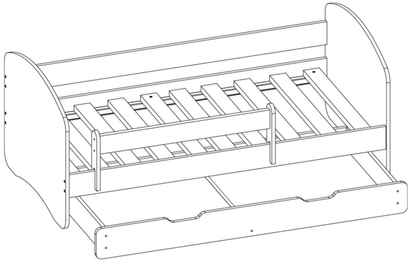 Kinderbett Jugendbett mit einer Schublade und Matratze Rausfallschutz Rosa 70x140 80x160 80x180 ACMA II (31 Eule, 80x180 cm mit Bettkasten) Bild 6