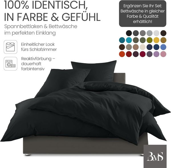 Bettwaesche-mit-Stil Mako-Satin Spannbettlaken anthrazit 180x200cm Höhe 31-40cm Bild 4
