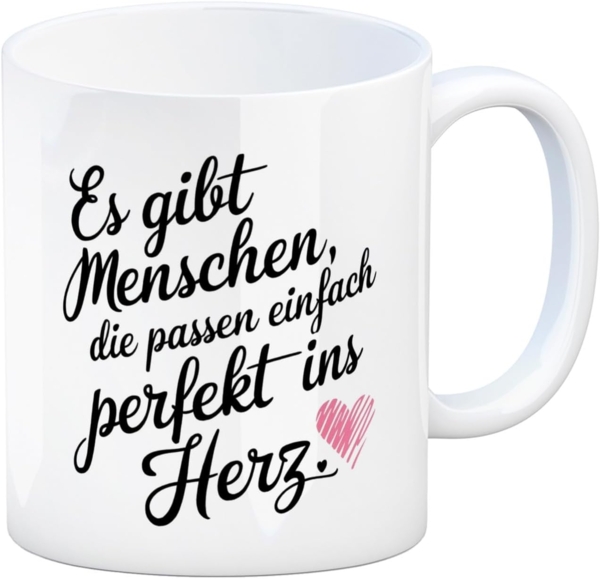 speecheese Tasse Es gibt Menschen, die passen perfekt ins Herz Kaffeebecher