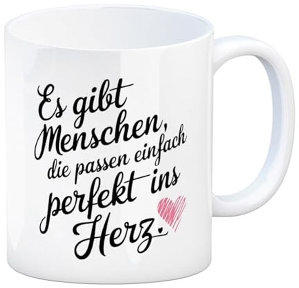 speecheese Tasse Es gibt Menschen, die passen perfekt ins Herz Kaffeebecher