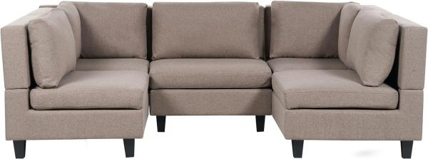 Beliani 'Unstad' Sofa, Braun, Leinenoptik, 72 x 76 x 228 cm, ohne Ottomane, U-Form