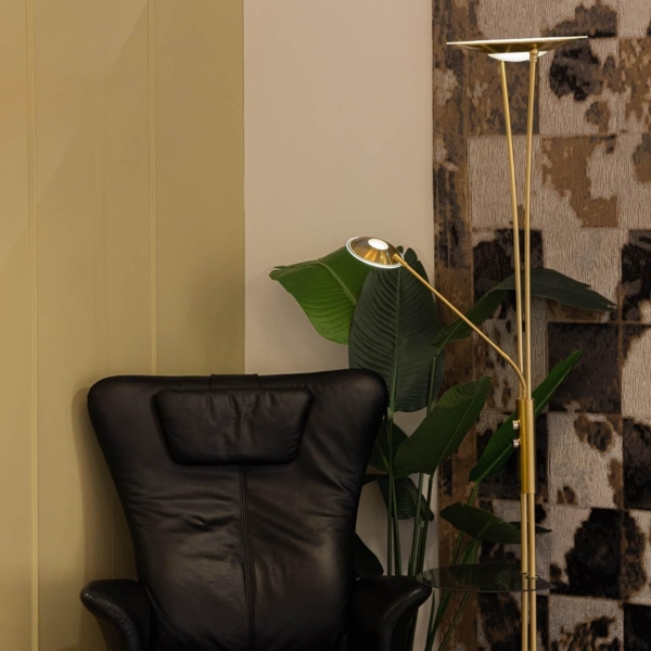 Qazqa Stehlampe Sevilla, LED fest integriert, (nicht austauschbare) LED, Gold/Messing, Modern, Stahl, 1-flammig