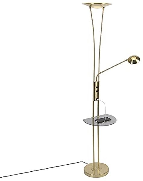 Qazqa Stehlampe Sevilla, LED fest integriert, (nicht austauschbare) LED, Gold/Messing, Modern, Stahl, 1-flammig