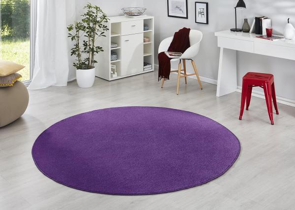 Runder Kurzflor Teppich Uni Fancy rund - violett - 200 cm Durchmesser