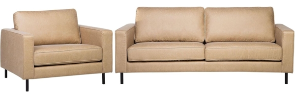 Sofa Set Lederoptik beige 4-Sitzer SAVALEN