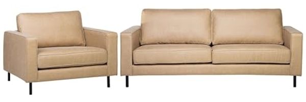 Sofa Set Lederoptik beige 4-Sitzer SAVALEN