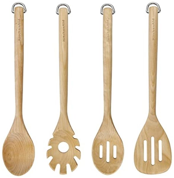 KitchenAid Kochlöffel KQR752BXE, Holz-Werkzeugset aus Birkenholz in Naturfarbe