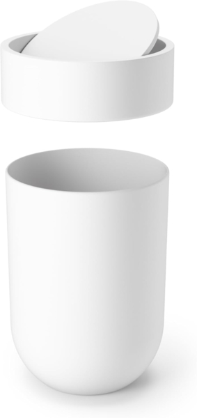 Umbra Bath Touch Mülleimer mit Deckel, Abfalleimer, Müllsammler, Papierkorb, Soft Touch Kunststoff, Weiß, 023269660 Bild 7
