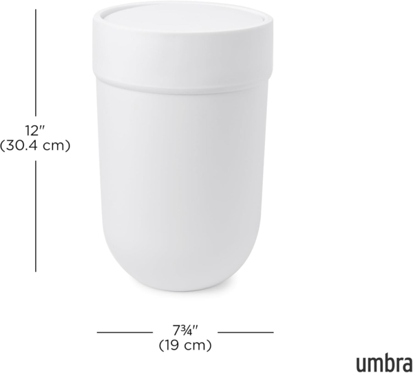 Umbra Bath Touch Mülleimer mit Deckel, Abfalleimer, Müllsammler, Papierkorb, Soft Touch Kunststoff, Weiß, 023269660 Bild 3