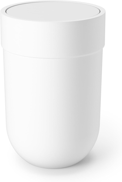 Umbra Bath Touch Mülleimer mit Deckel, Abfalleimer, Müllsammler, Papierkorb, Soft Touch Kunststoff, Weiß, 023269660 Bild 9