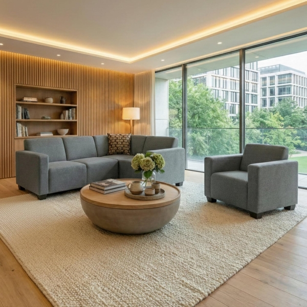 Modular Sofa-System Couch-Garnitur Lyon 4-1, Stoff/Textil ~ grau