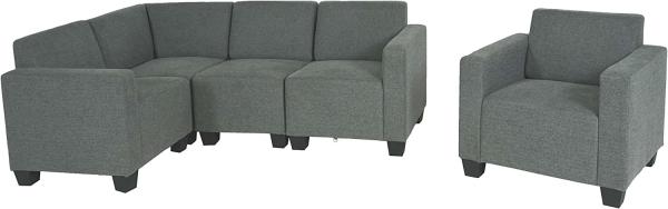 Modular Sofa-System Couch-Garnitur Lyon 4-1, Stoff/Textil ~ grau