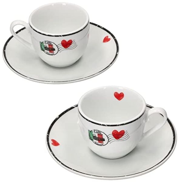 Ritzenhoff & Breker Becher 4tlg Set Caffee Amore Espressotasse + Untertasse 80ml Porzellan, Porzellan Bild 2