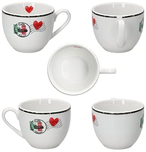 Ritzenhoff & Breker Becher 4tlg Set Caffee Amore Espressotasse + Untertasse 80ml Porzellan, Porzellan Bild 4