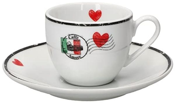 Ritzenhoff & Breker Becher 4tlg Set Caffee Amore Espressotasse + Untertasse 80ml Porzellan, Porzellan Bild 3