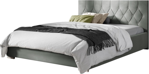 Polsterbett Simori Tap , Grau, 140x200 cm