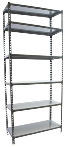 Simonrack Schwerlastregal, Lagerregal, 250 x 80 x 30 cm, Metallregal, Kellerregal, Biegestelle 180 kg, 6 Fachböden, Anthrazit/Verzinkt - Simonclick