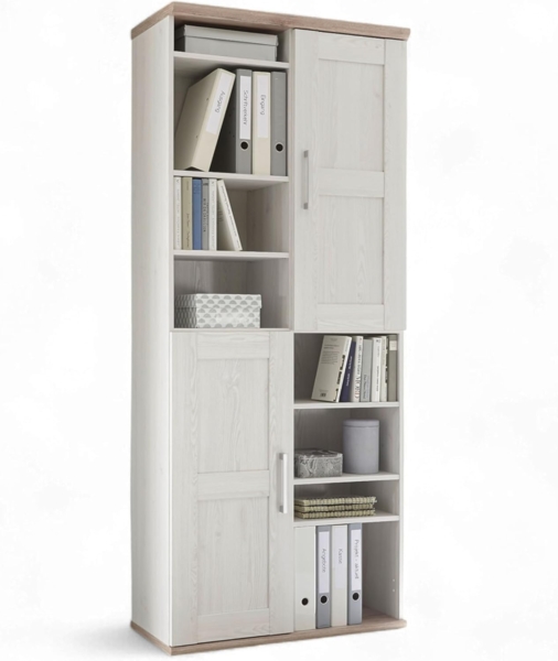 HBZ Mehrzweckschrank Romance im Landhaustil, BxHxT 80x191x38 cm (1-St) Mit 2 Türen, 8 offene Fächer, 12 Einlegeböden und 2 festen Böden