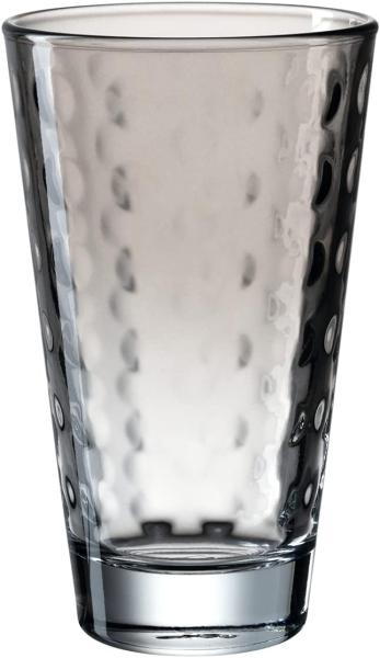 Leonardo Trinkglas Optic, Becher, Wasserglas, Kalk-Natron Glas, grau, 300 ml, 025899