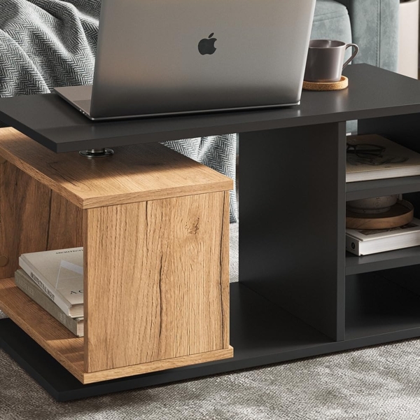 Vicco Couchtisch Rafi, Schwarz/Eiche, 88 x 40 cm Bild 5