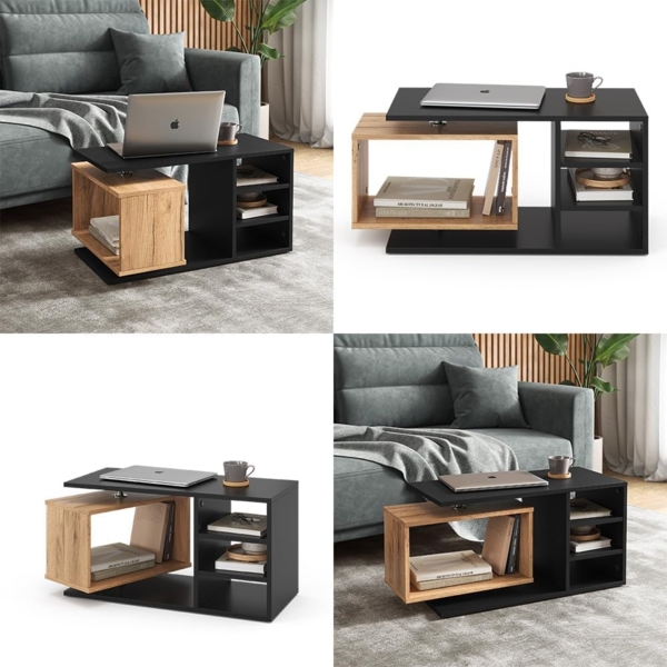 Vicco Couchtisch Rafi, Schwarz/Eiche, 88 x 40 cm Bild 8