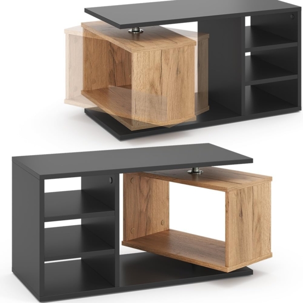 Vicco Couchtisch Rafi, Schwarz/Eiche, 88 x 40 cm Bild 6