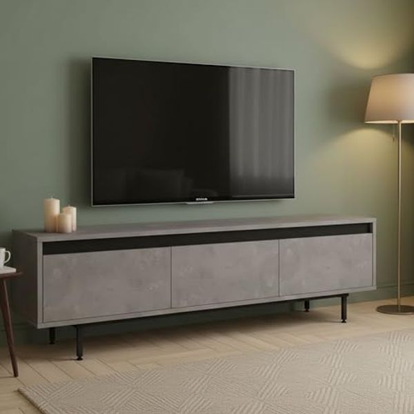 Dmora TV-Möbel Hydra 160 x 35,5 x 45,2 cm Silber EIN Regal