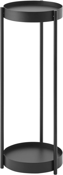 Yamazaki 4367 Tower 2-stöckiger Pflanzenständer mit Rollen, schwarz, Stahl/Polypropylen/Nylon, minimalistisch, 25 x 26.5 x 70 cm